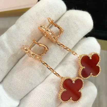 [Aurelle Style]CLOVER 2 MOTIF  LASER CARNELIAN EARRINGS