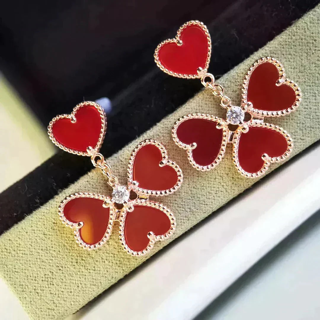 [Aurelle Style]SWEET CLOVER CARNELIAN EARRINGS