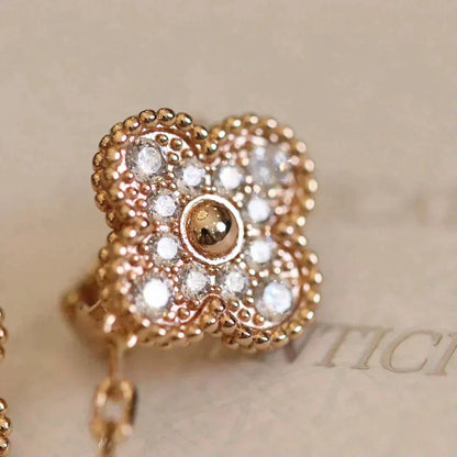[Aurelle Style]CLOVER MEDIUM 1 MOTIFS FUll DIAMOND EARRINGS