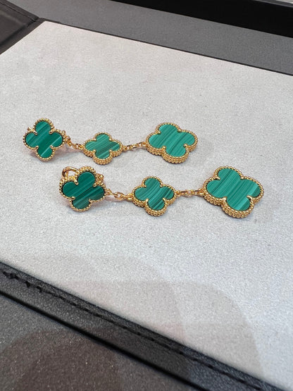 [Aurelle Style]CLOVER MALACHITE 3 MOTIFS GOLD