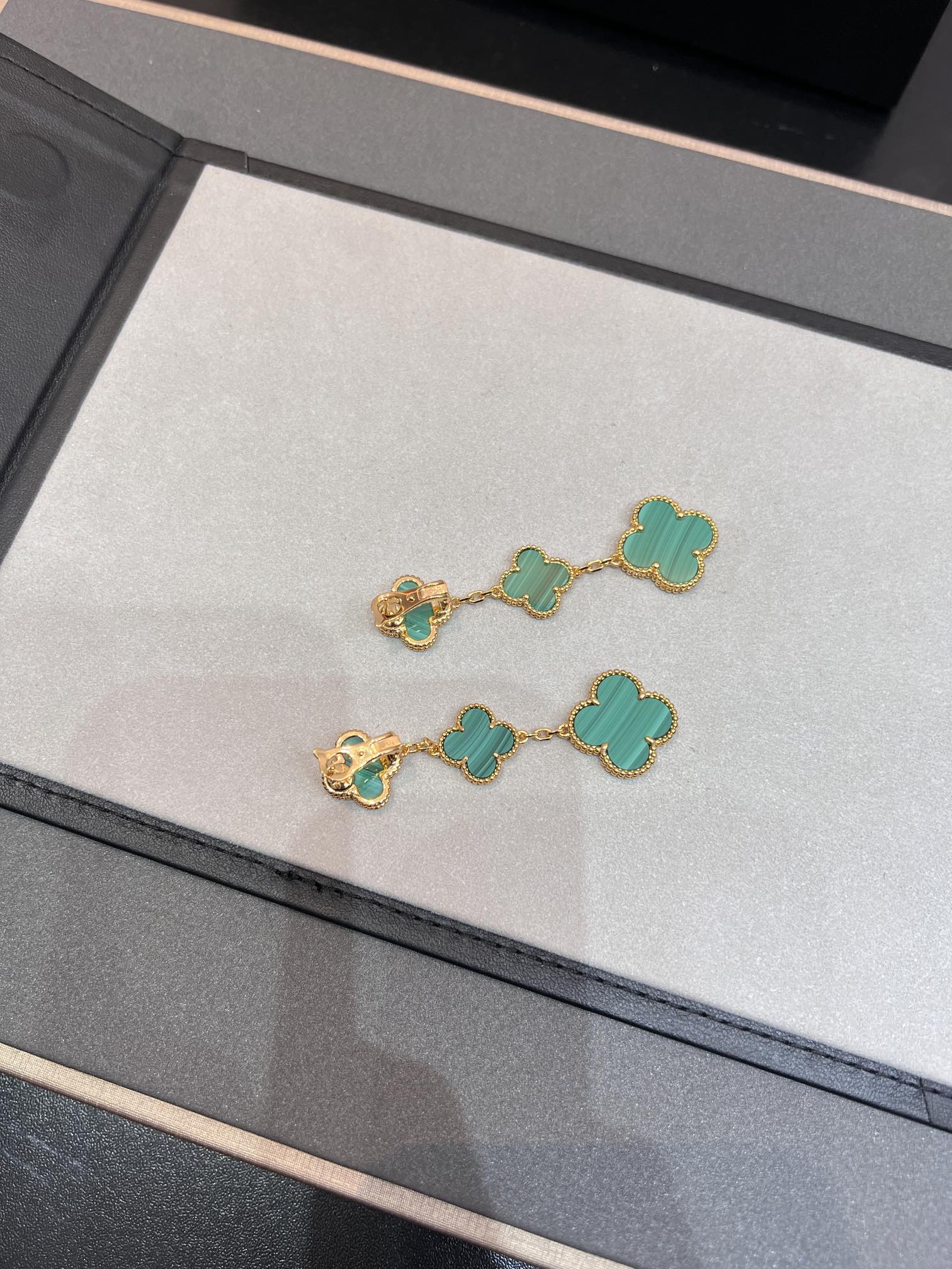 [Aurelle Style]CLOVER MALACHITE 3 MOTIFS GOLD