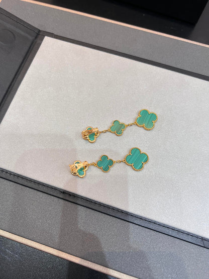 [Aurelle Style]CLOVER MALACHITE 3 MOTIFS GOLD