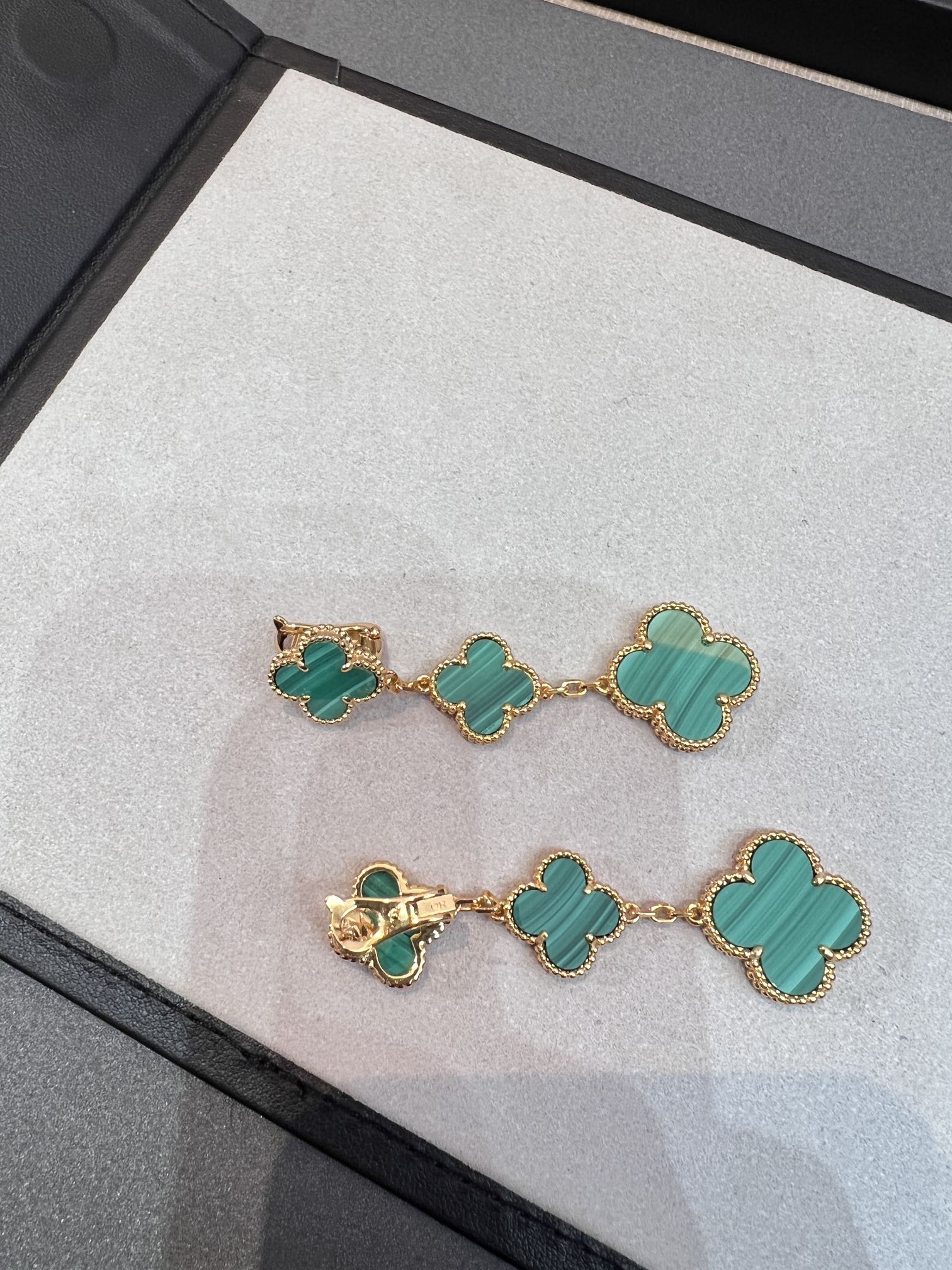 [Aurelle Style]CLOVER MALACHITE 3 MOTIFS GOLD
