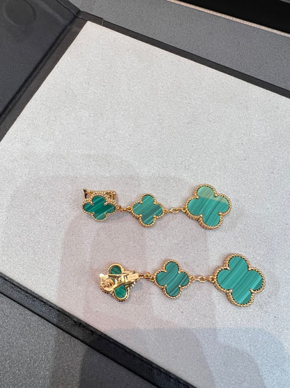 [Aurelle Style]CLOVER MALACHITE 3 MOTIFS GOLD