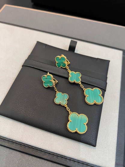 [Aurelle Style]CLOVER MALACHITE 3 MOTIFS GOLD