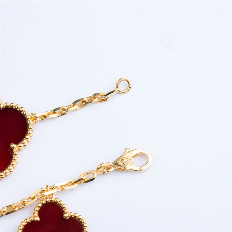 [Aurelle Style]CLOVER BRACELET 5 MOTIFS CARNELIAN TIGER EYE