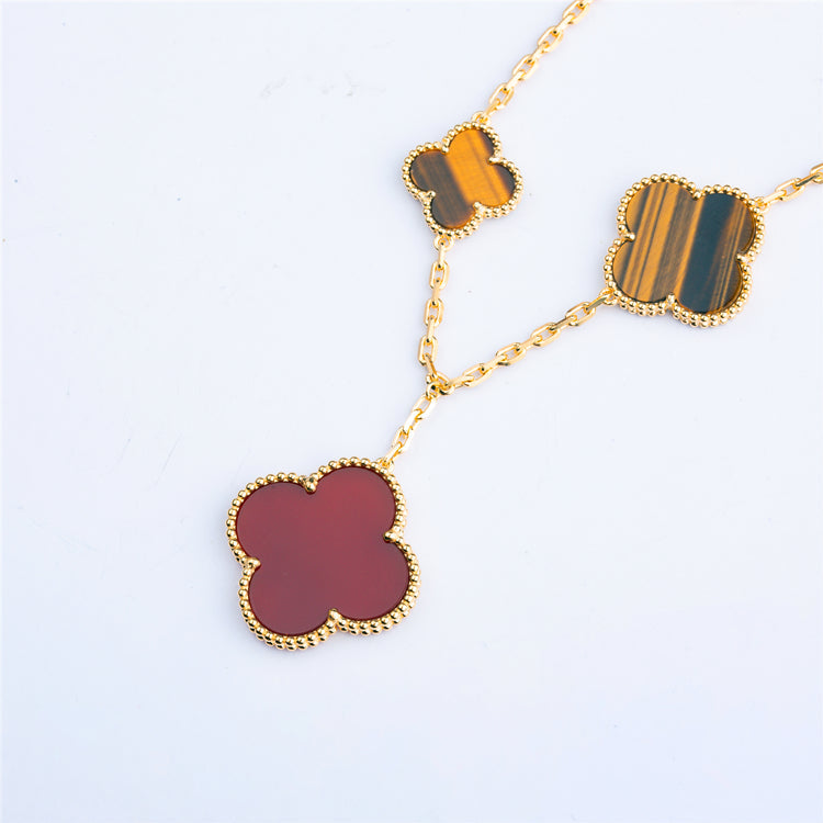 [Aurelle Style]CLOVER BRACELET 5 MOTIFS CARNELIAN TIGER EYE