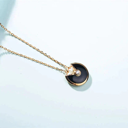 [Aurelle Style]AMULETTE GOLD CARNELIAN ONYX NECKLACE