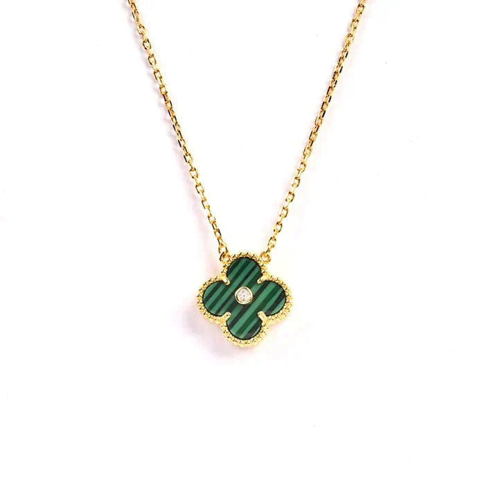 [Aurelle Style]CLOVER 15MM DIAMOND TURQUOISE NECKLACE