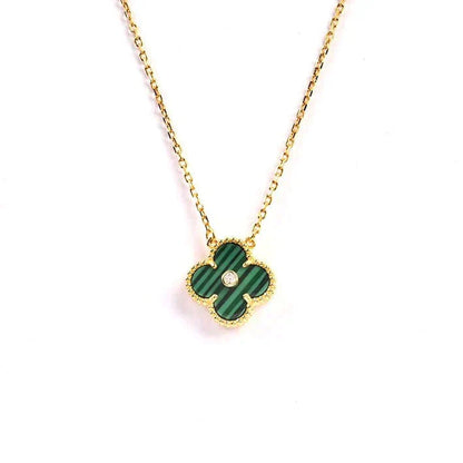 [Aurelle Style]CLOVER 15MM DIAMOND TURQUOISE NECKLACE