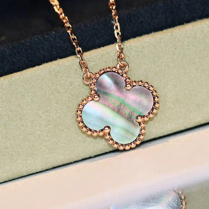 [Aurelle Style]CLOVER 15MM  GRAY MOTHER OF PEARL NECKLACE
