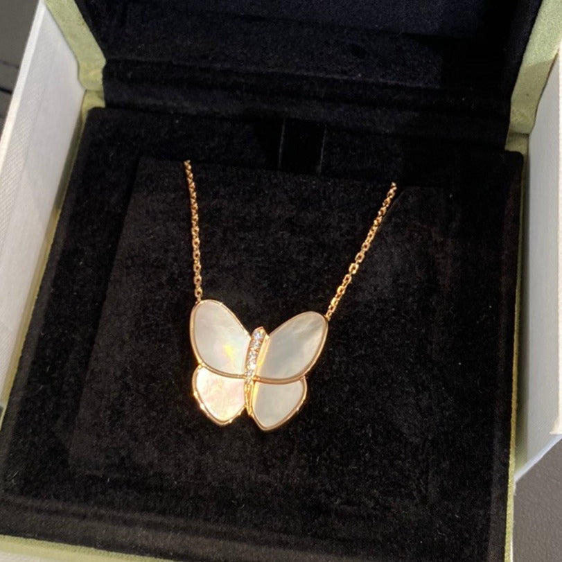 [Aurelle Style]BUTTERFLY GOLD MOP DIAMOND NECKLACE
