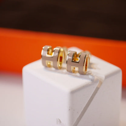 [Aurelle Style]MINI POP H GOLD EARRINGS GREY
