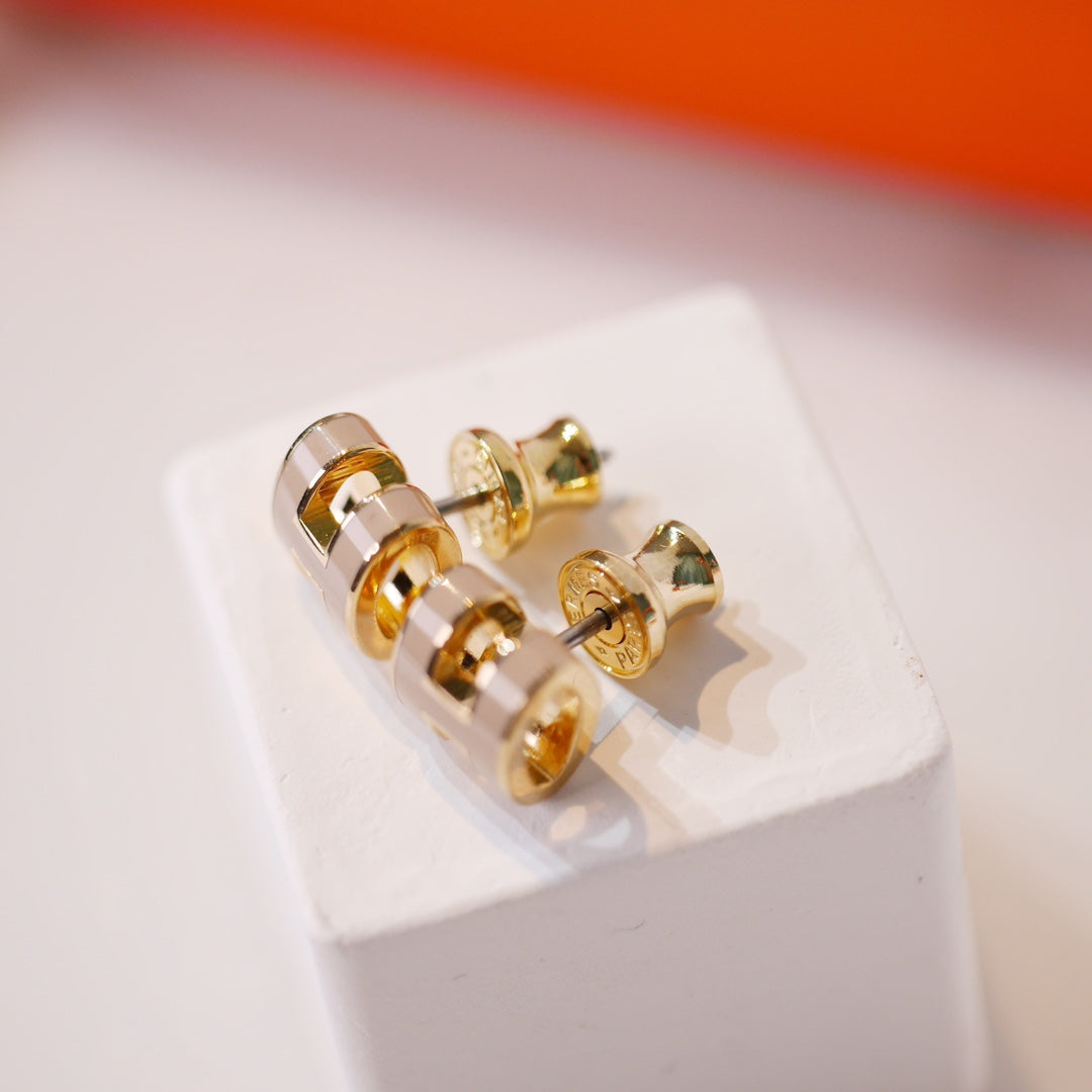 [Aurelle Style]MINI POP H GOLD EARRINGS GREY