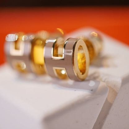 [Aurelle Style]MINI POP H GOLD EARRINGS GREY