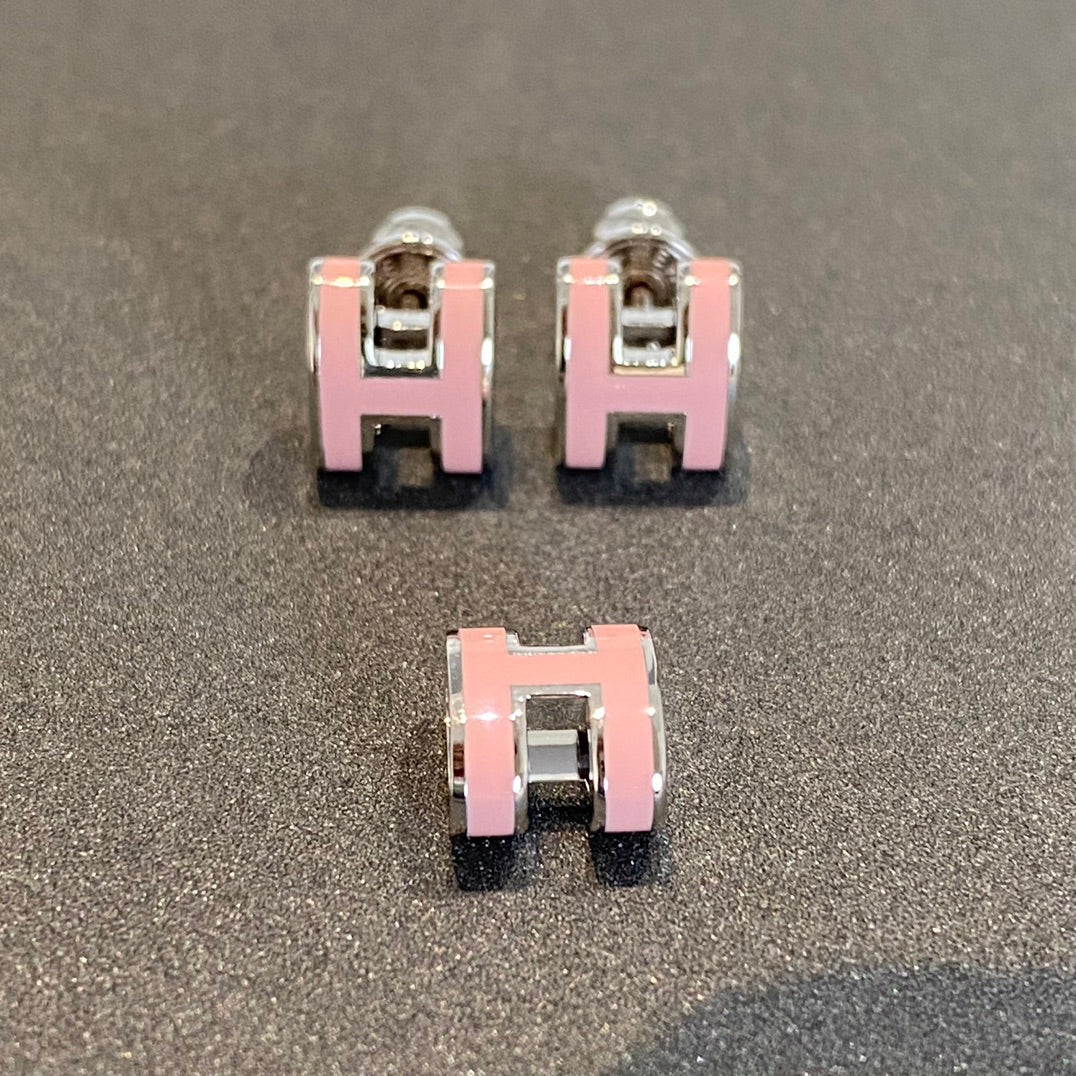 [Aurelle Style]MINI POP H SILVER EARRINGS PINK
