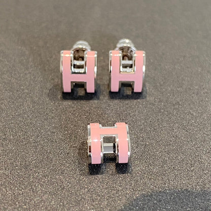 [Aurelle Style]MINI POP H SILVER EARRINGS PINK