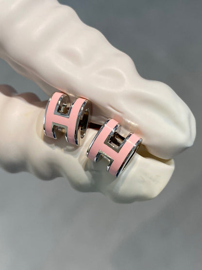 [Aurelle Style]MINI POP H SILVER EARRINGS PINK