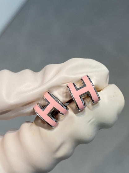 [Aurelle Style]MINI POP H SILVER EARRINGS PINK