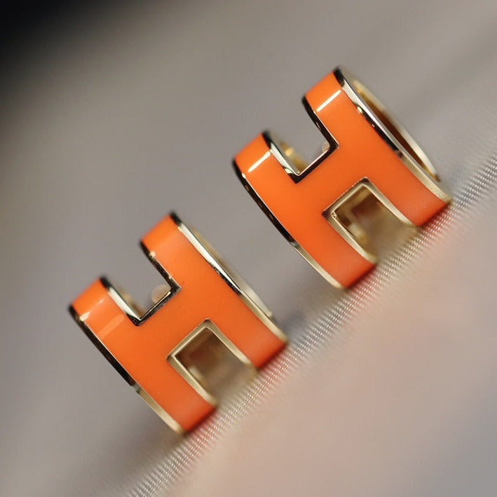 [Aurelle Style]MINI POP H EARRINGS ORANGE