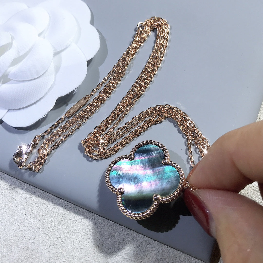[Aurelle Style]CLOVER 25MM GOLD DARK MOP BIG CLOVER NECKLACE