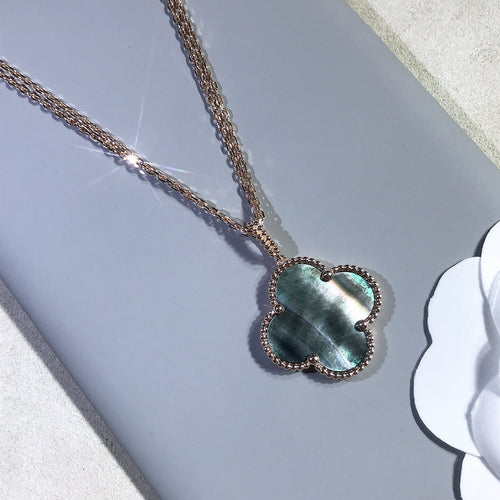[TOP]CLOVER 25MM GOLD DARK MOP BIG CLOVER NECKLACE