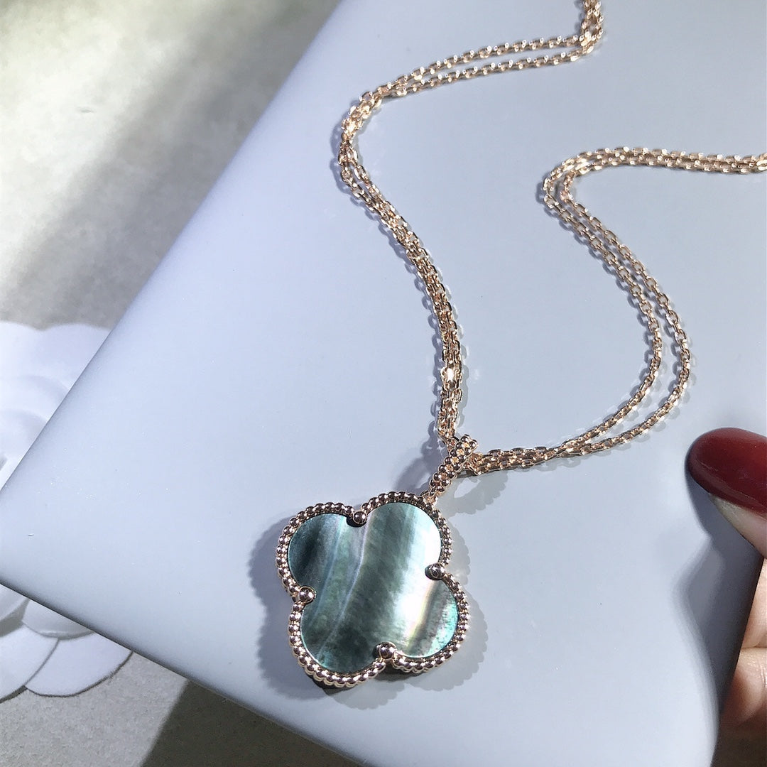 [Aurelle Style]CLOVER 25MM GOLD DARK MOP BIG CLOVER NECKLACE