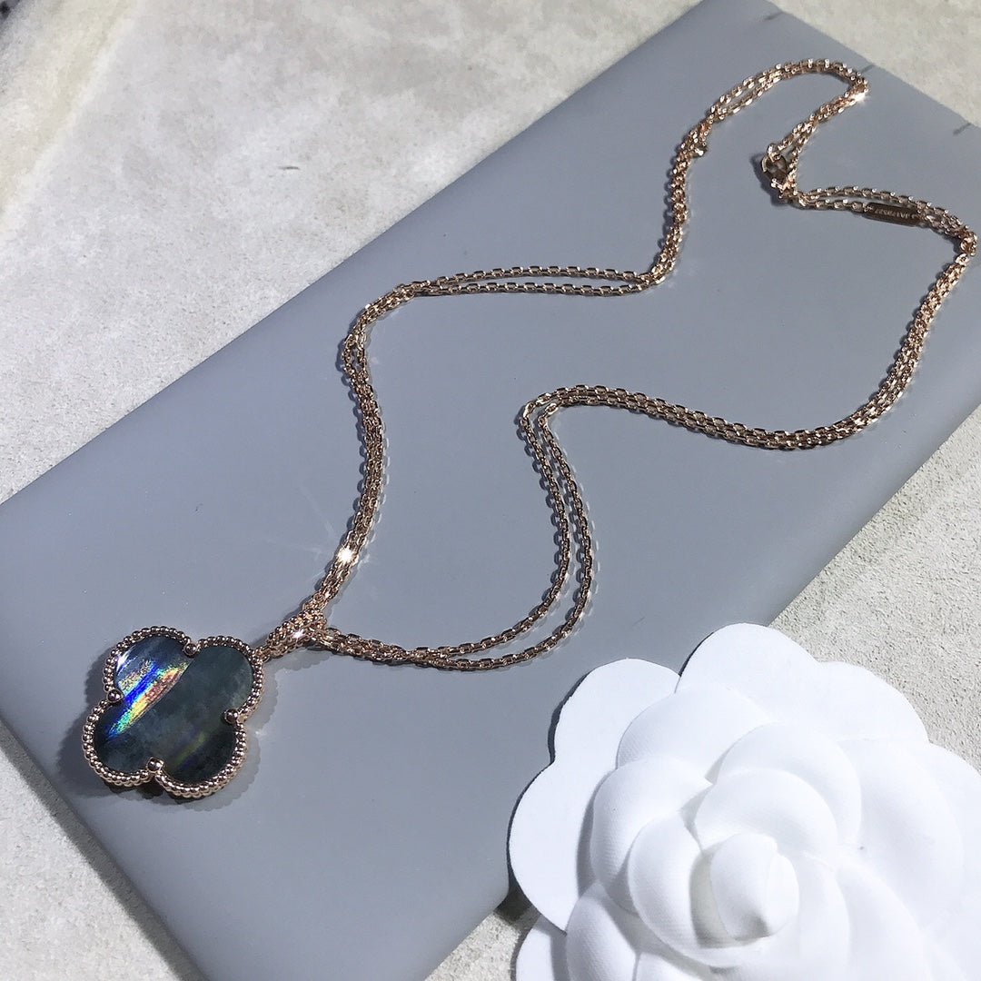[Aurelle Style]CLOVER 25MM GOLD DARK MOP BIG CLOVER NECKLACE