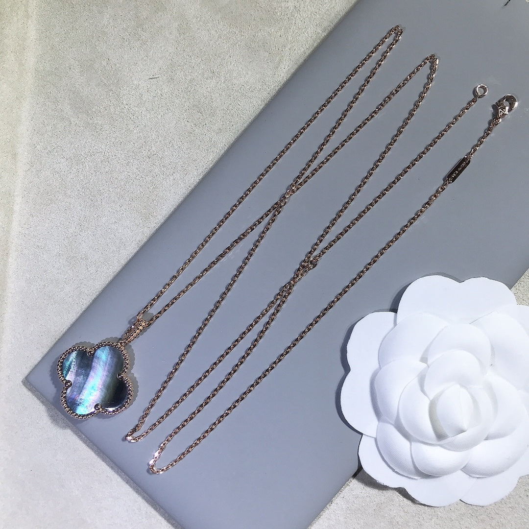 [Aurelle Style]CLOVER 25MM GOLD DARK MOP BIG CLOVER NECKLACE