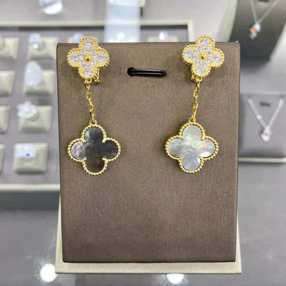 [Aurelle Style]CLOVER  2 MOTIFS  DIAMOND  EARRINGS (MULTIPLE CHOICES?′
