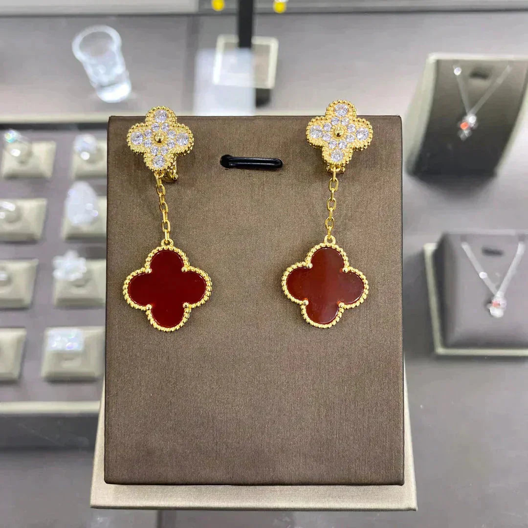 [Aurelle Style]CLOVER  2 MOTIFS  DIAMOND  EARRINGS (MULTIPLE CHOICES?′