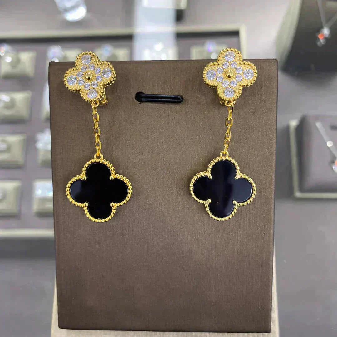 [Aurelle Style]CLOVER  2 MOTIFS  DIAMOND  EARRINGS (MULTIPLE CHOICES?′