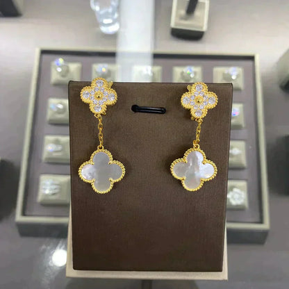 [Aurelle Style]CLOVER  2 MOTIFS  DIAMOND  EARRINGS (MULTIPLE CHOICES?′
