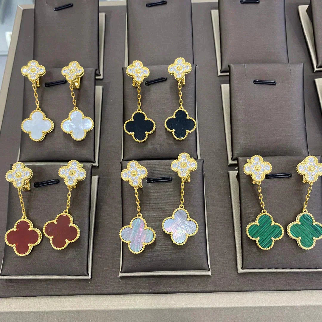 [Aurelle Style]CLOVER  2 MOTIFS  DIAMOND  EARRINGS (MULTIPLE CHOICES?′