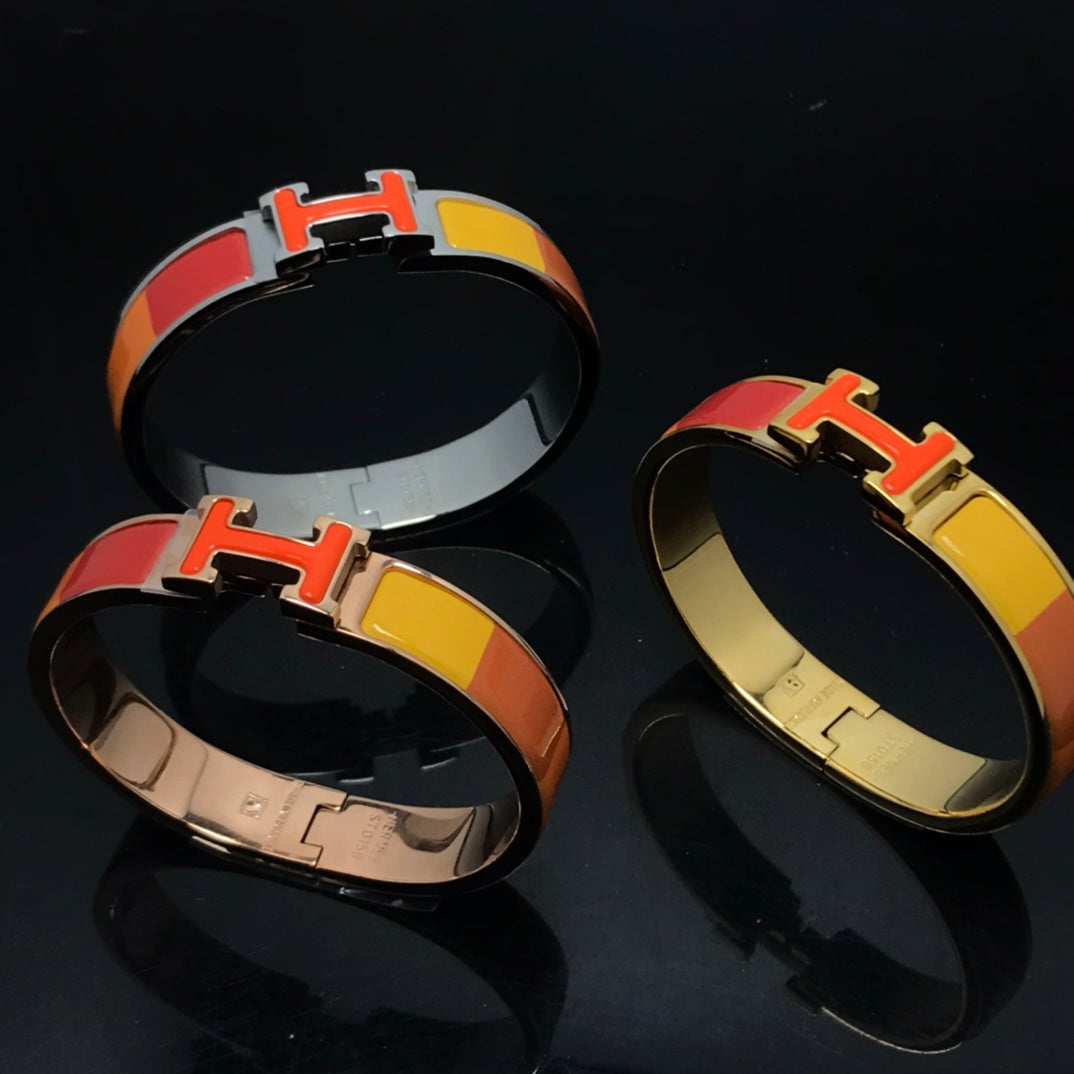 [Aurelle Style]H BRACELET ORANGE RAINBOW CERAMIC