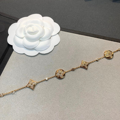 [Aurelle Style]STAR AND SUN 4 MOTIFS GOLD DIAMONDS BRACELET