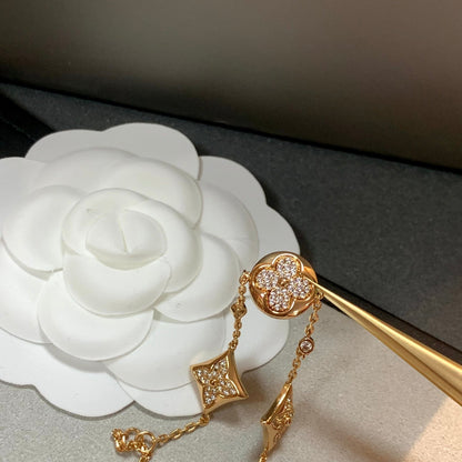 [Aurelle Style]STAR AND SUN 4 MOTIFS GOLD DIAMONDS BRACELET