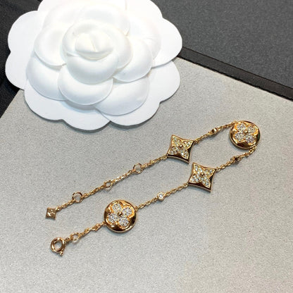 [Aurelle Style]STAR AND SUN 4 MOTIFS GOLD DIAMONDS BRACELET