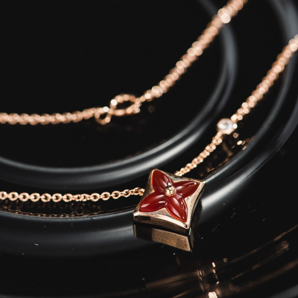 [Aurelle Style]STAR NECKLACE PINK GOLD 1 DIAMOND