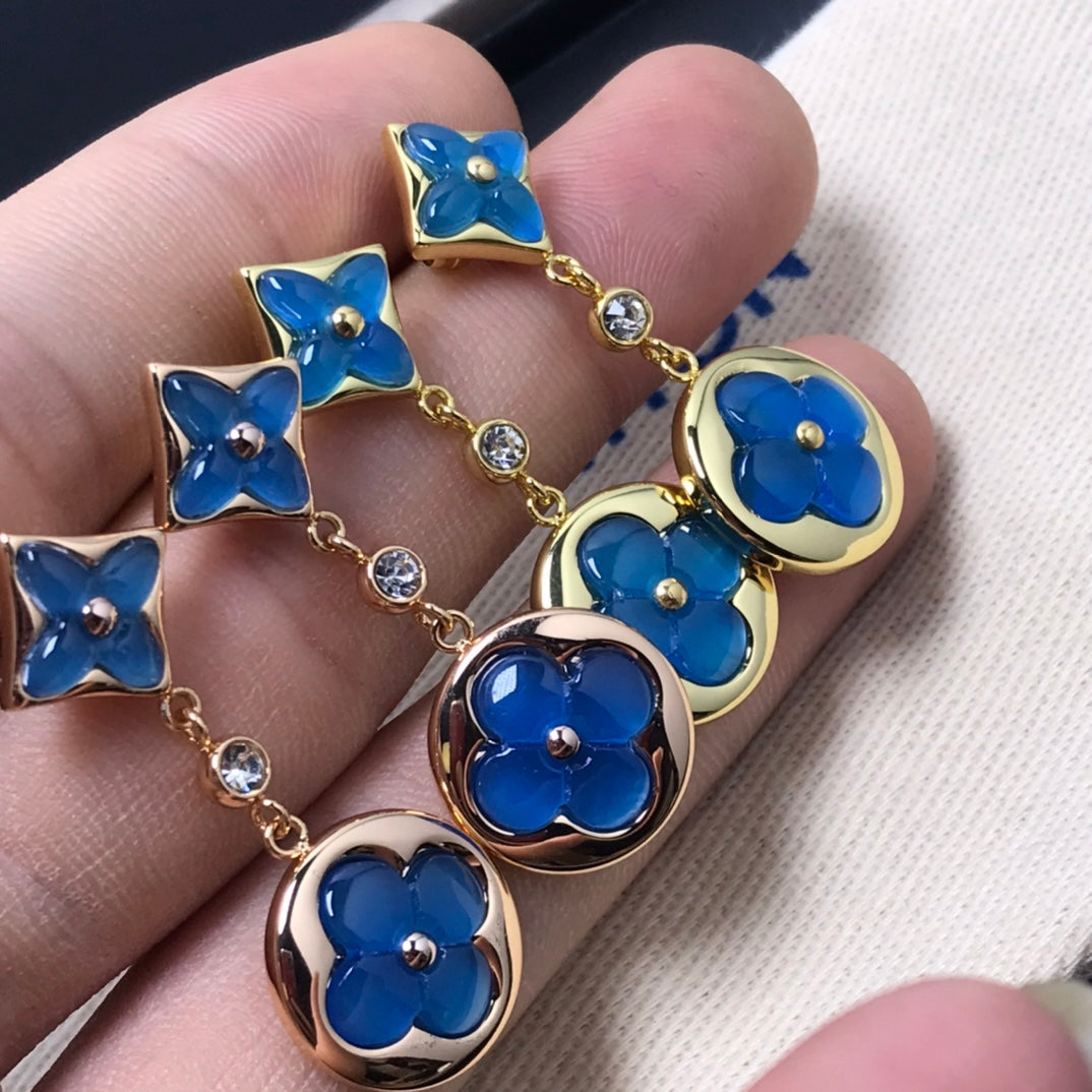 [Aurelle Style]STAR AND SUN AGATE DIAMOND EARRINGS