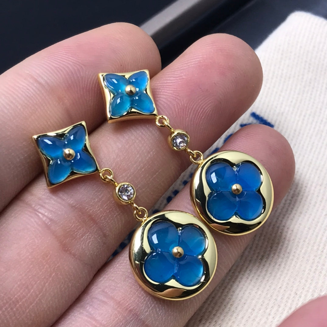 [Aurelle Style]STAR AND SUN AGATE DIAMOND EARRINGS