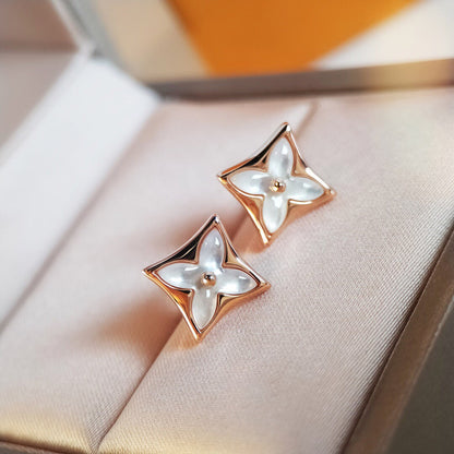 [Aurelle Style]STAR MOP PINK GOLD EARRINGS