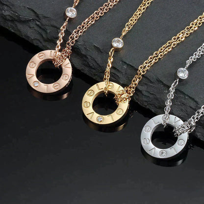 [Aurelle Style]LOVE NECKLACE 16MM 2 DIAMONDS