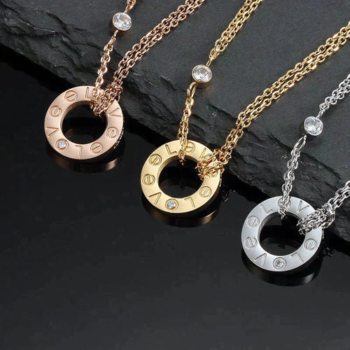 [TOP]LOVE NECKLACE 16MM 2 DIAMONDS