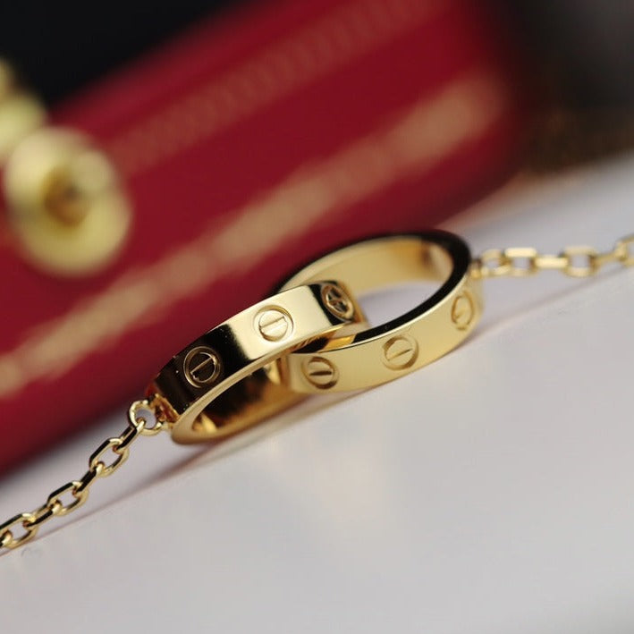 [Aurelle Style]LOVE NECKLACE DOUBLE RING GOLD