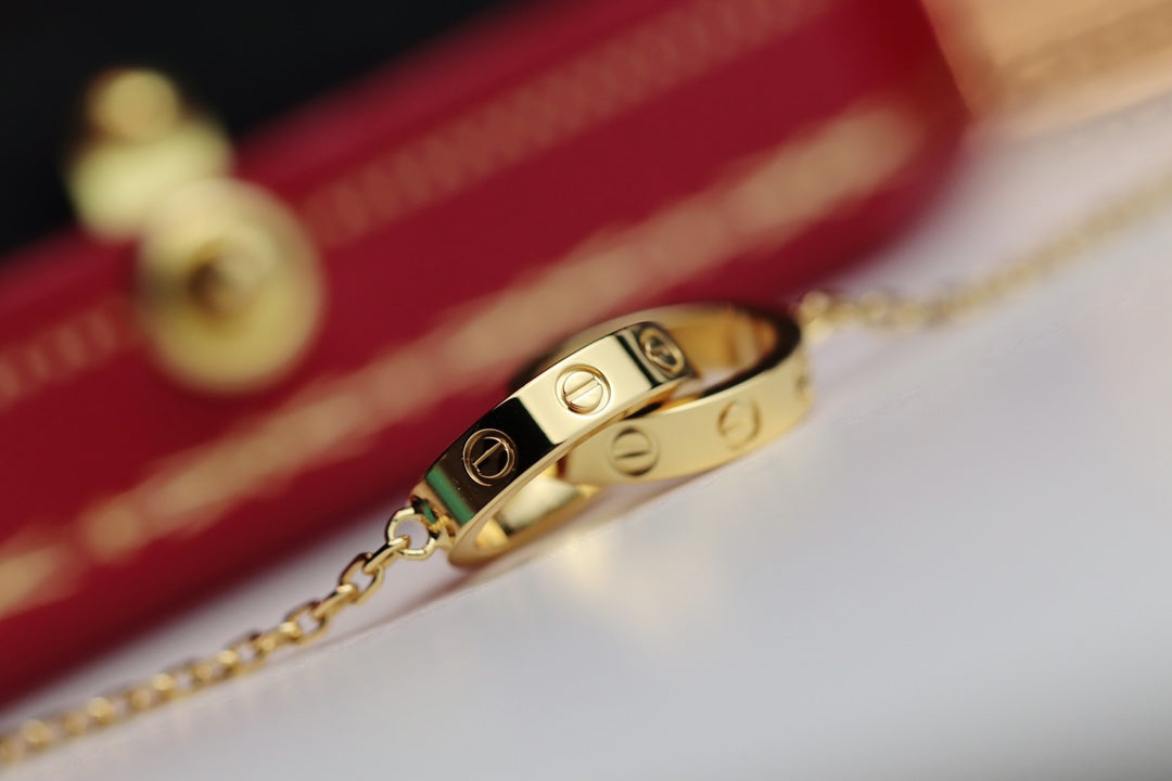 [Aurelle Style]LOVE NECKLACE DOUBLE RING GOLD