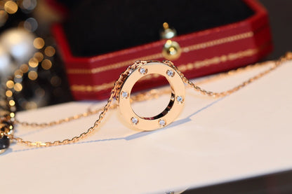 [Aurelle Style]LOVE NECKLACE 16MM 6 DIAMONDS PINK GOLD