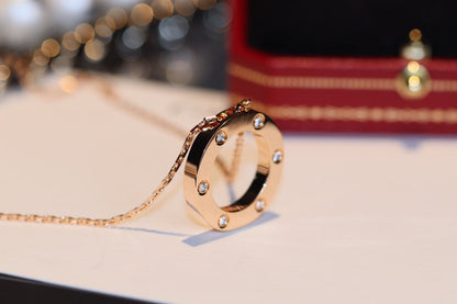 [Aurelle Style]LOVE NECKLACE 16MM 6 DIAMONDS PINK GOLD