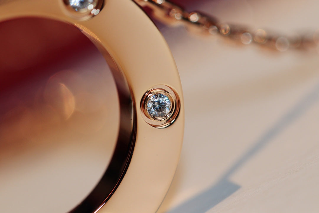 [Aurelle Style]LOVE NECKLACE 16MM 6 DIAMONDS PINK GOLD