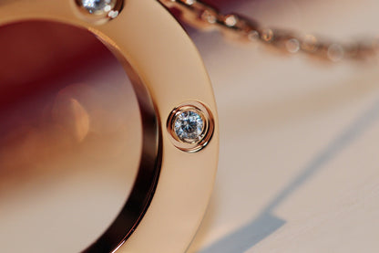 [Aurelle Style]LOVE NECKLACE 16MM 6 DIAMONDS PINK GOLD